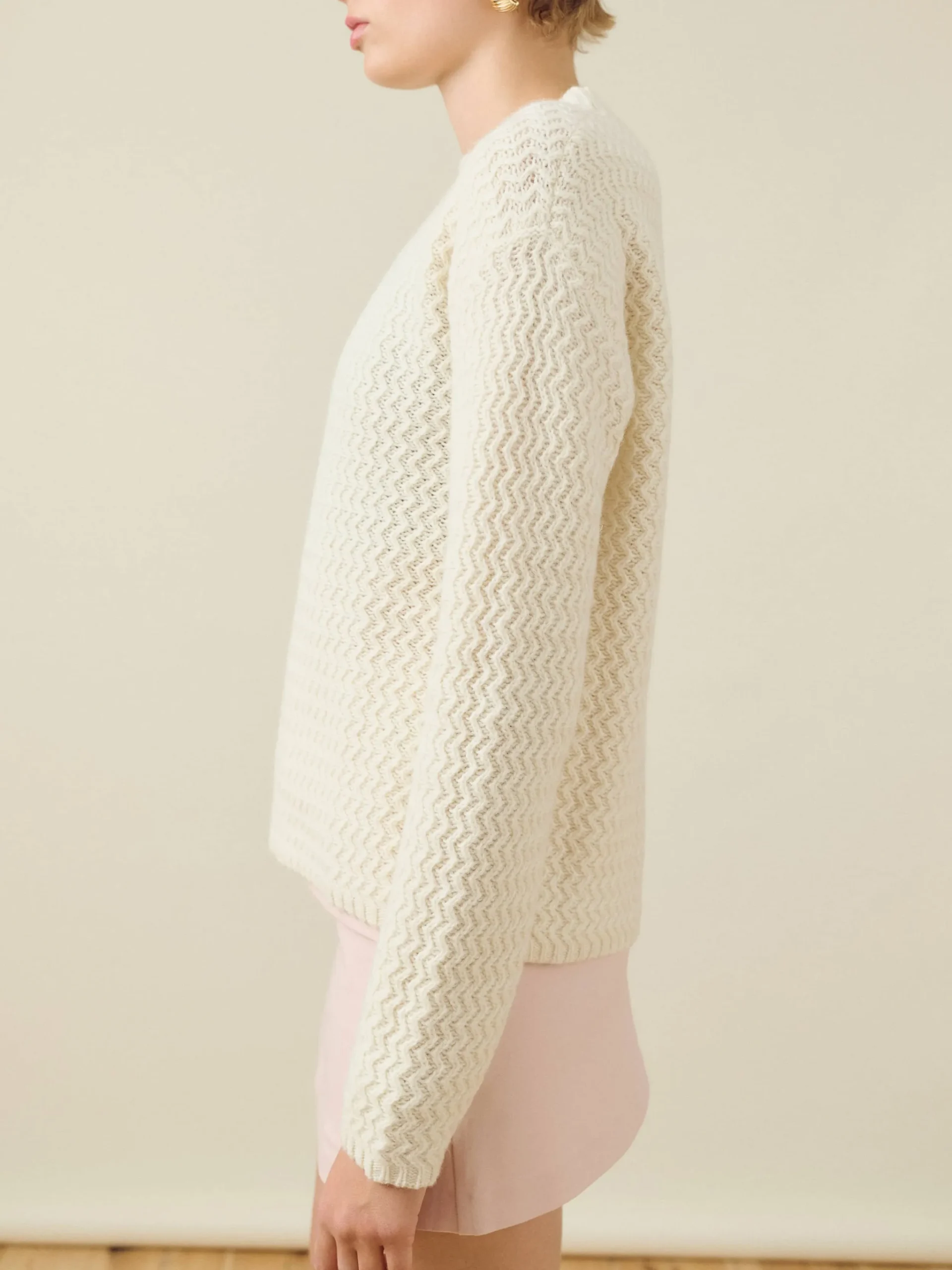 Djerf Avenue Structured Wool Sweater Cream Hot