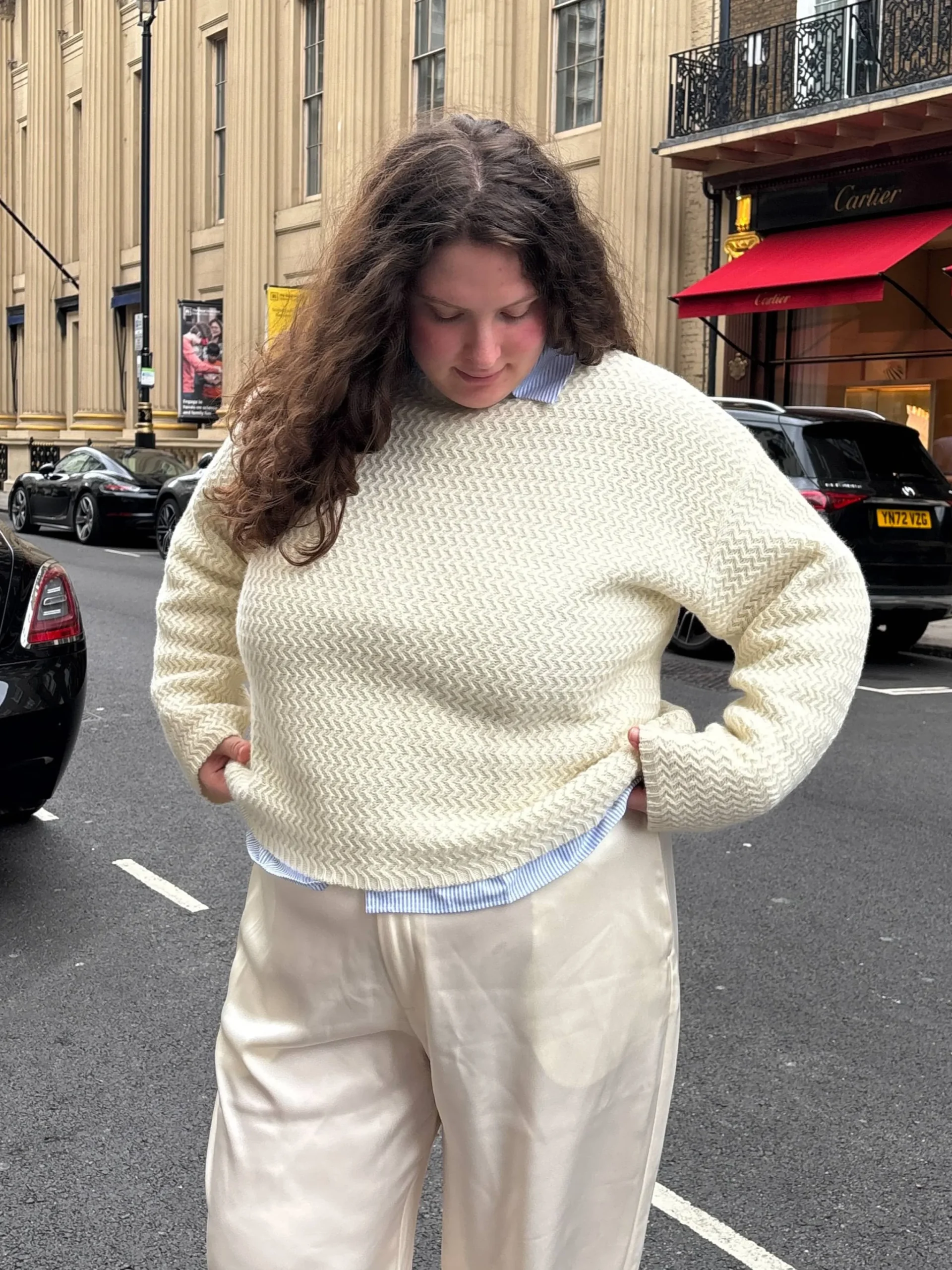 Djerf Avenue Structured Wool Sweater Cream Hot