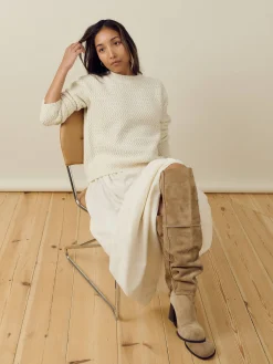 Djerf Avenue Structured Wool Sweater Cream Hot