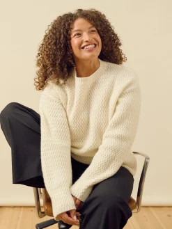 Djerf Avenue Structured Wool Sweater Cream Hot
