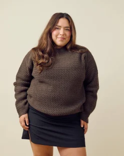 Djerf Avenue Structured Wool Sweater Dark Chocolate