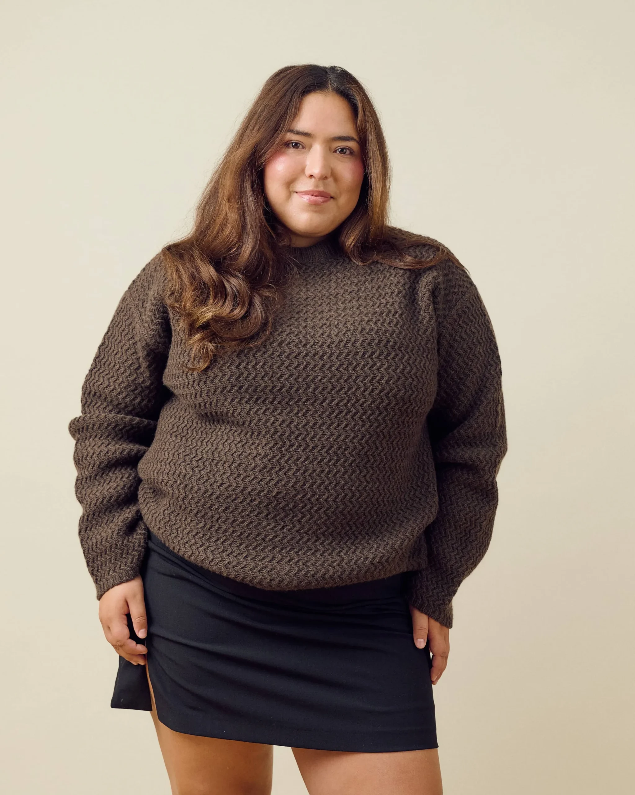 Djerf Avenue Structured Wool Sweater Dark Chocolate