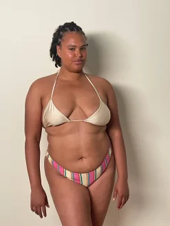 Djerf Avenue Sunrise Satin Bikini Top Sand Castle Clearance