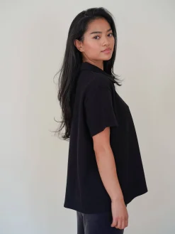 Djerf Avenue Textured Polo Top Black Online