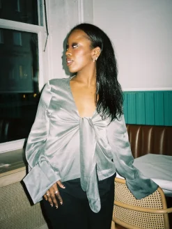 Djerf Avenue Tie Top Long Sleeve Storm Sale