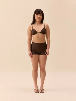 Djerf Avenue Triangle Bikini Top Cocoa Hot