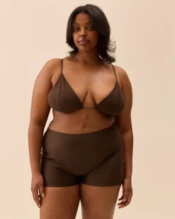 Djerf Avenue Triangle Bikini Top Cocoa Hot