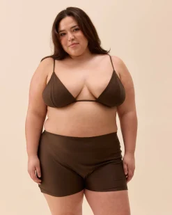 Djerf Avenue Triangle Bikini Top Cocoa Hot