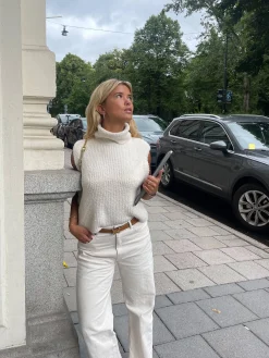 Djerf Avenue Turtleneck Top Cream Clearance