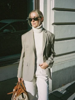 Djerf Avenue Turtleneck Top Cream Clearance
