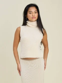 Djerf Avenue Turtleneck Top Cream Clearance