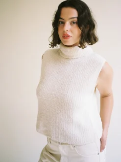 Djerf Avenue Turtleneck Top Cream Clearance