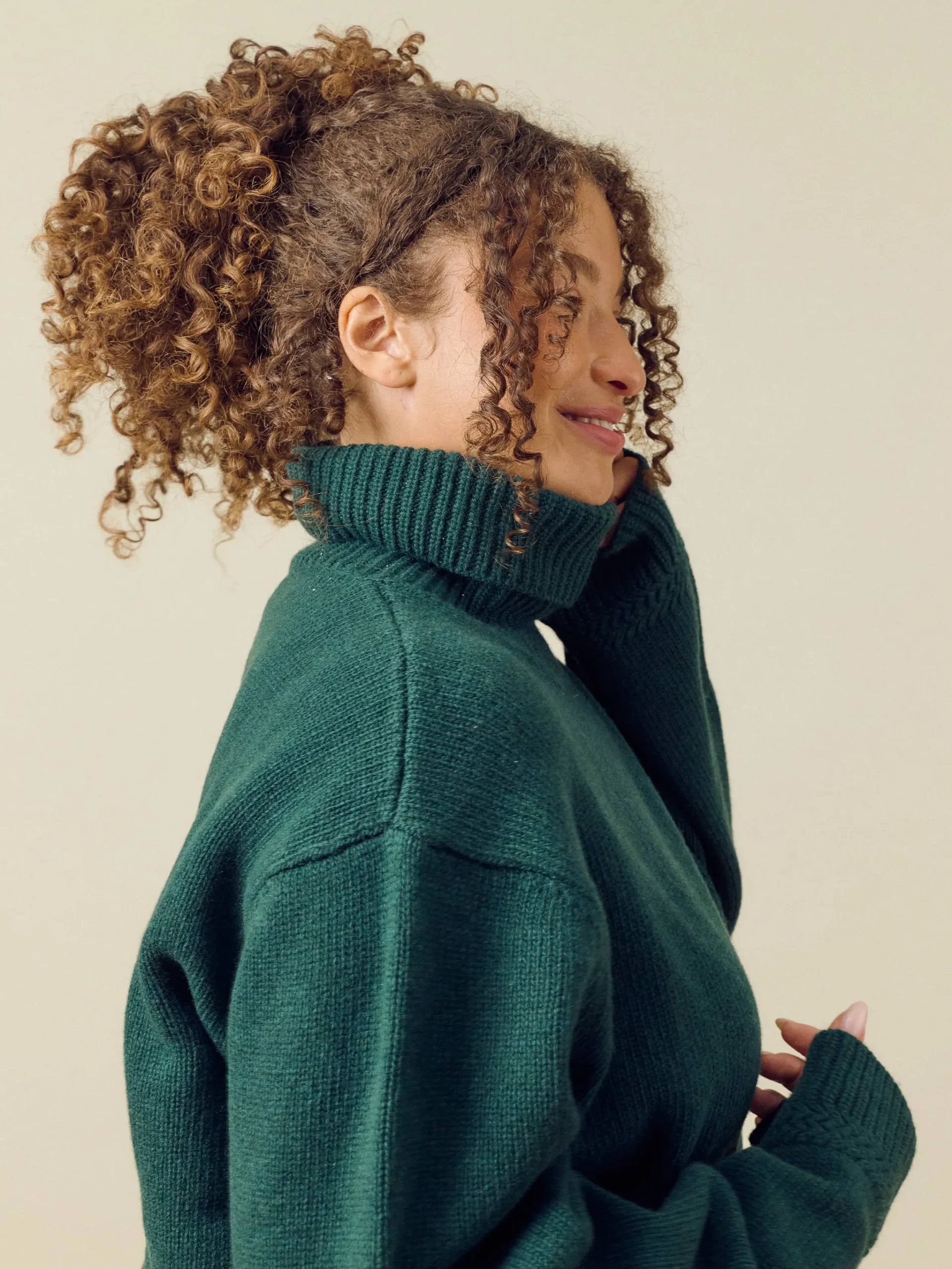 Djerf Avenue Turtleneck Wool Sweater Pine Green Clearance