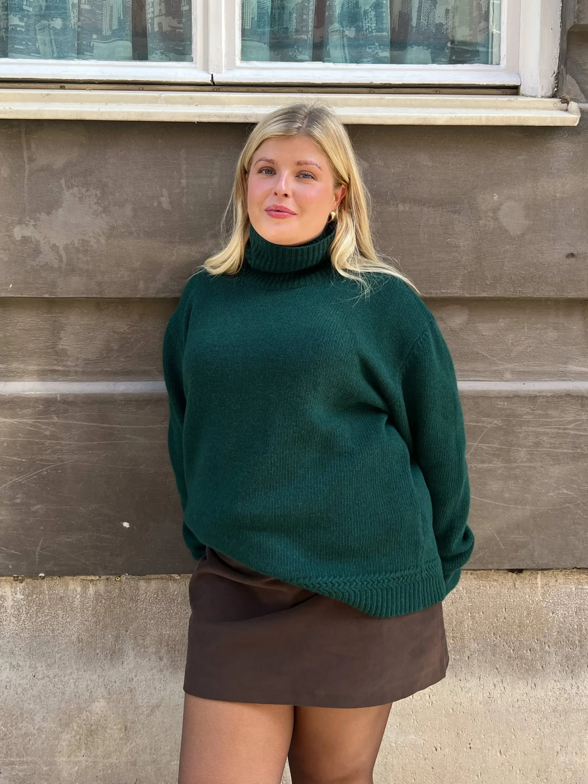 Djerf Avenue Turtleneck Wool Sweater Pine Green Clearance