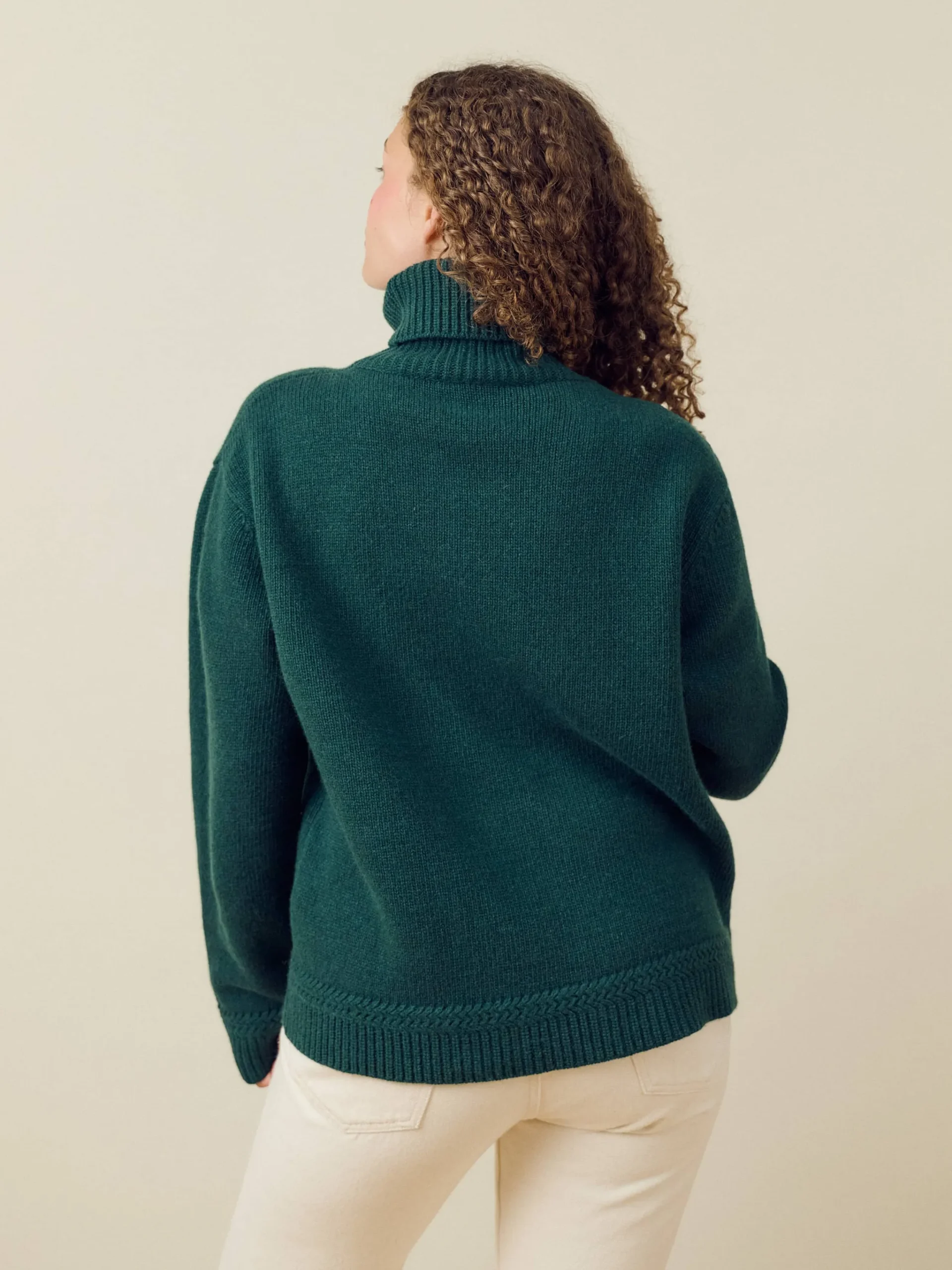 Djerf Avenue Turtleneck Wool Sweater Pine Green Clearance