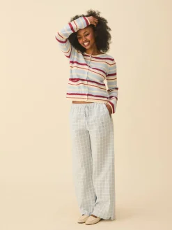 Djerf Avenue Unwind Pants Blue Check Sale