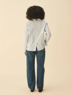 Djerf Avenue Unwind Shirt Blue Check Online
