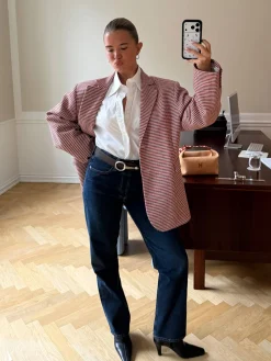 Djerf Avenue Weekend Blazer Checked Red Best