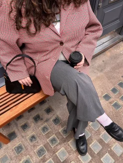 Djerf Avenue Weekend Blazer Checked Red Best